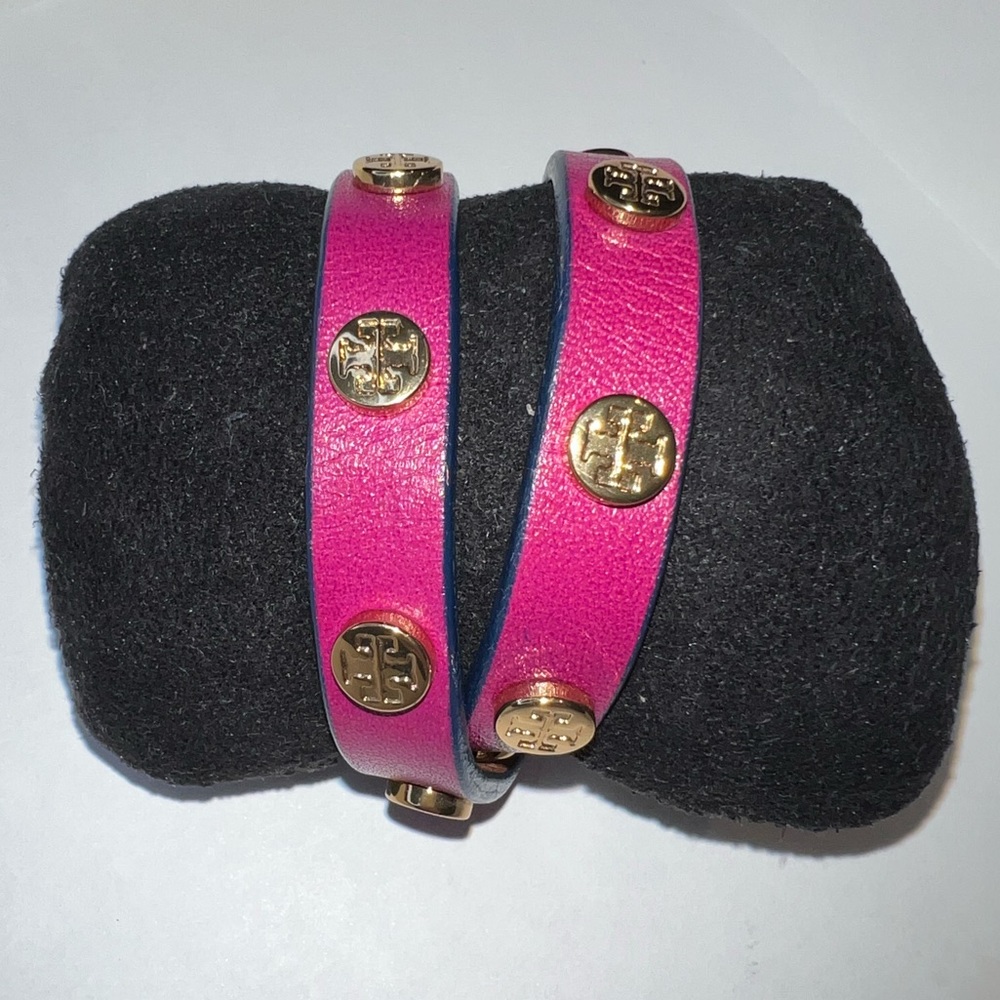 Tory Burch Purple Leather Double Wrap Bracelet